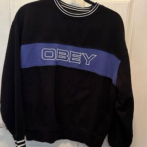 Obey Black and Blue Crewneck Sweatshirt Size Medium